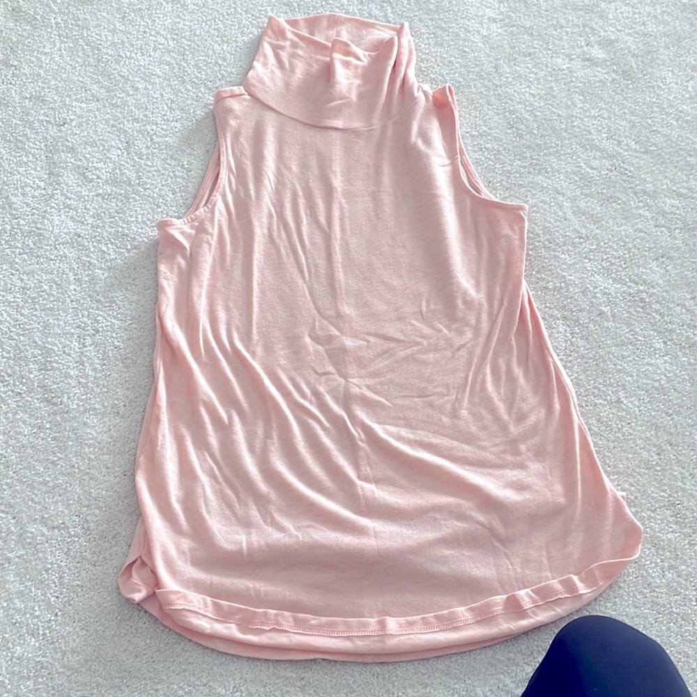 Light peachy pink faux turtleneck blouse